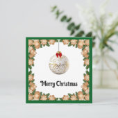 Elegante chique rustieke kleurrijke vrolijke kerst feestdagenkaart (Staand voorkant)