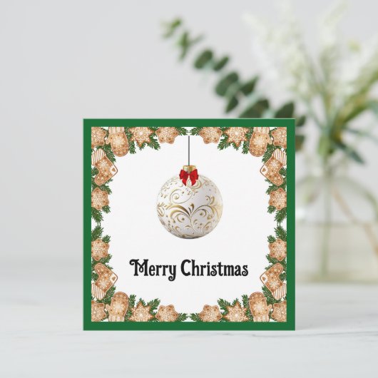 Elegante chique rustieke kleurrijke vrolijke kerst feestdagenkaart (Staand voorkant)