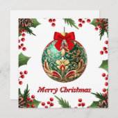 Elegante chique rustieke kleurrijke vrolijke kerst feestdagenkaart (Voorkant / Achterkant)