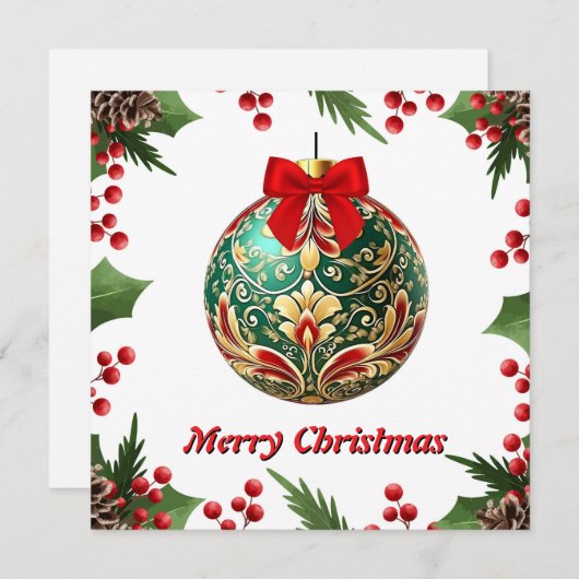 Elegante chique rustieke kleurrijke vrolijke kerst feestdagenkaart (Voorkant / Achterkant)