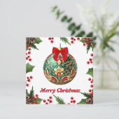 Elegante chique rustieke kleurrijke vrolijke kerst feestdagenkaart (Staand voorkant)