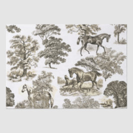 Elegante chique rustieke paarden Beige Toile Tissuepapier