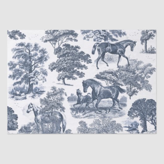 Elegante chique rustieke paarden blauw wit toilet tissuepapier (Voorkant)