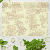 Elegante chique rustieke paarden Toile Beige Cream Theedoek (Gevouwen)