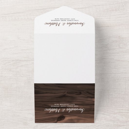 Elegante chique rustieke zonnebloem bruiloft all in one uitnodiging (Buitenkant)