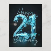 Elegante Chique Saffierblauw en Zwart 21e Verjaard Briefkaart (Voorkant)