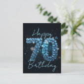 Elegante Chique Saffierblauw en Zwart 70e Verjaard Briefkaart (Staand voorkant)