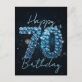 Elegante Chique Saffierblauw en Zwart 70e Verjaard Briefkaart (Voorkant)