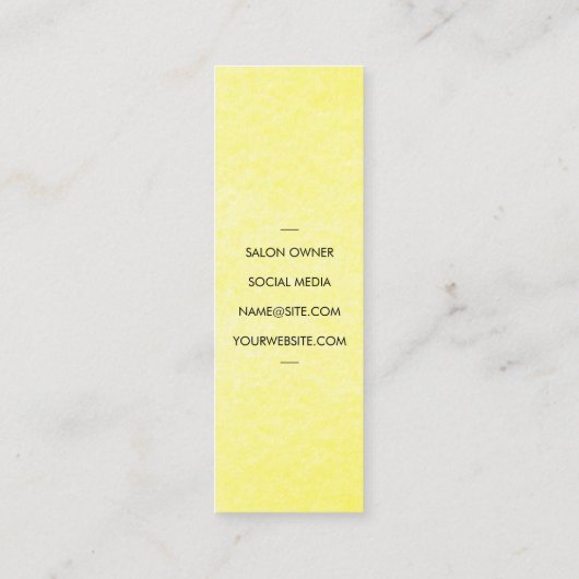 Elegante Chique Scharen Kam Geel Grungy Textuur Mini Visitekaartje (Achterkant)