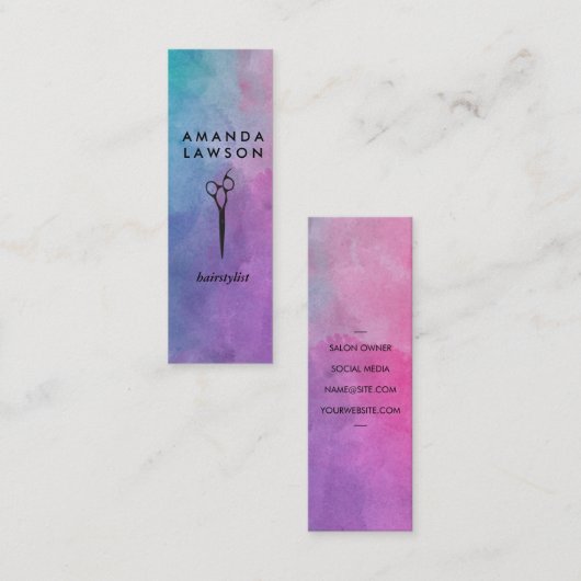 Elegante Chique Scharen Kam Waterverf Mini Visitekaartje (Voorkant / Achterkant)