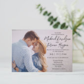 Elegante chique script paar foto bruiloft kaart (Staand voorkant)