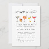 Elegante chique script Stock the Bar Koppels feest Kaart (Voorkant)