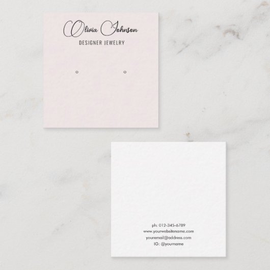 Elegante chique sieraden oorbel display vierkante visitekaartje (Voorkant / Achterkant)