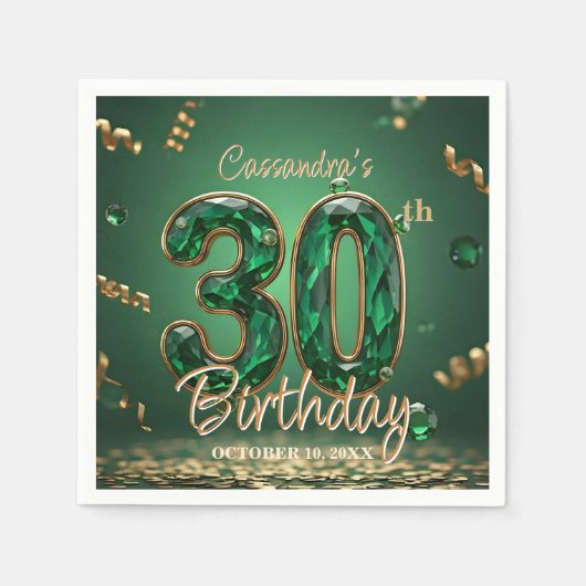Elegante chique smaragd en gouden juweel 30e verja servet (Voorkant)