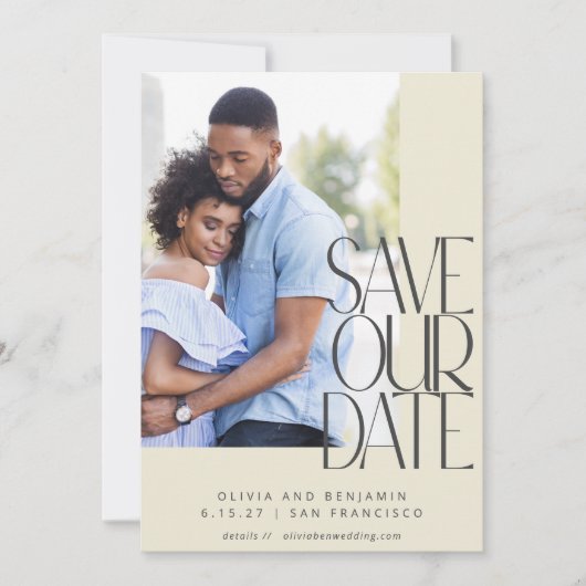 Elegante chique stad moderne esthetische foto brui save the date (Voorkant)