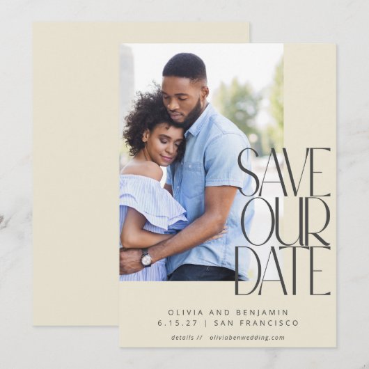 Elegante chique stad moderne esthetische foto brui save the date (Voorkant / Achterkant)