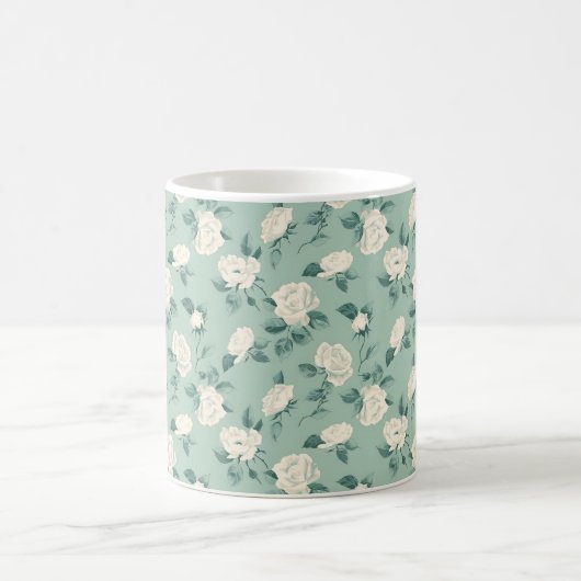 Elegante chique stijlvolle  witte rozen koffiemok (Center)