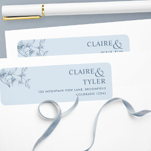 Elegante Chique Stofblauwe Trouw Etiket