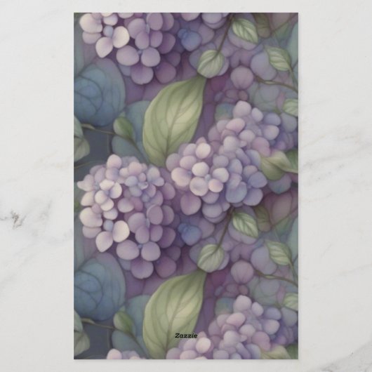 Elegante chique stoffige paarse boho waterverf blo briefpapier (Achterkant)