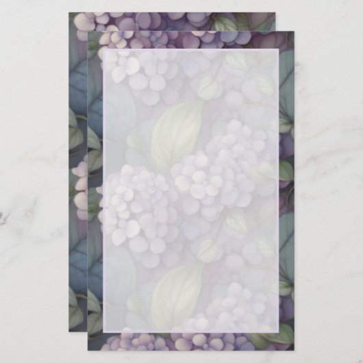 Elegante chique stoffige paarse boho waterverf blo briefpapier (Voorkant / Achterkant)