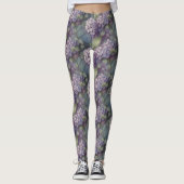 Elegante chique stoffige paarse boho waterverf blo leggings (Voorkant)