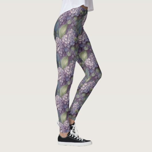Elegante chique stoffige paarse boho waterverf blo leggings (Rechts)