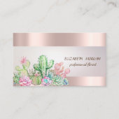 Elegante chique streep cactus vetplanten Roos Visitekaartje (Voorkant)