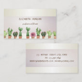 Elegante Chique Streep Cactus Visitekaartje (Voorkant / Achterkant)