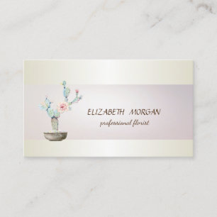 Elegante Chique Streep Waterverf Cactus Succulent Visitekaartje