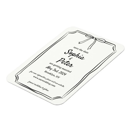 Elegante chique strik tijdloze bruiloft bewaar de  magneet (Linkerzijde)