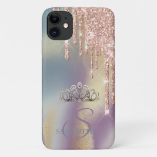Elegante Chique Tiara Glitter Drips Ombre Case-Mate iPhone Case