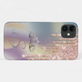 Elegante Chique Tiara Glitter Drips Ombre Case-Mate iPhone Case (Achterkant (horizontaal))