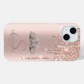 Elegante Chique Tiara Roze Goud Glitter Druppels Case-Mate iPhone Case (Achterkant (horizontaal))