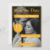 Elegante chique tijdschrift stijl romantische foto save the date (Voorkant)