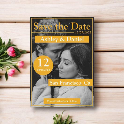 Elegante chique tijdschrift stijl romantische foto save the date