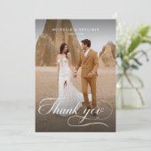 Elegante chique trouwfoto Dank u kaart (Staand voorkant)