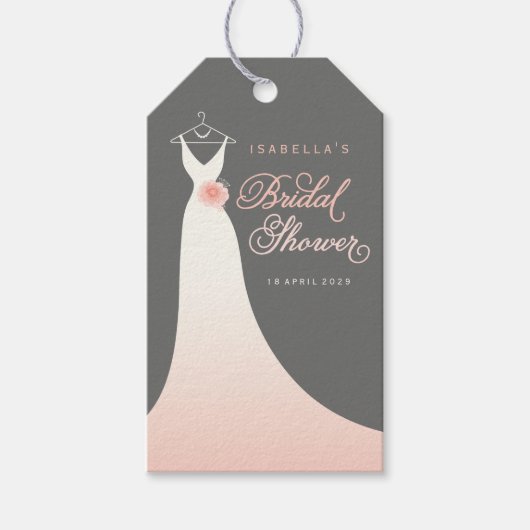 Elegante chique trouwjurk bruidsbeursgeschenklabel cadeaulabel (Voorkant)