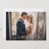 Elegante chique twee foto bruiloft dank u bedankkaart (Voorkant)