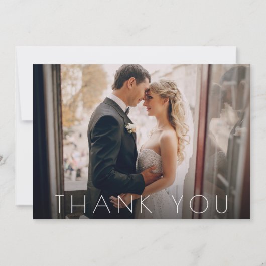 Elegante chique twee foto bruiloft dank u bedankkaart (Voorkant)