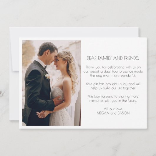 Elegante chique twee foto bruiloft dank u bedankkaart (Achterkant)