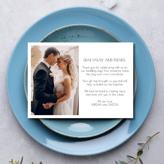 Elegante chique twee foto bruiloft dank u bedankkaart