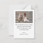 Elegante chique typografie bruiloft dank u 2 foto' notitiekaartje (Achterkant)