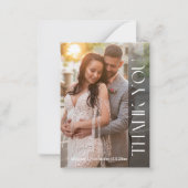 Elegante chique typografie bruiloft dank u 2 foto' notitiekaartje (Voorkant)