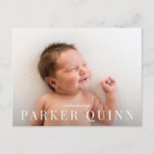 Elegante chique typografie foto geboorte aankondigingskaart (Voorkant)