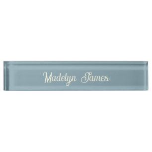 Elegante Chique Typografie Stof Blauw Persoonlijk Naambordje