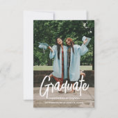 Elegante chique typografie Twin Graduation Party Kaart (Voorkant)