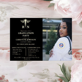 Elegante chique typografie verpleegkundige afstude folie uitnodiging