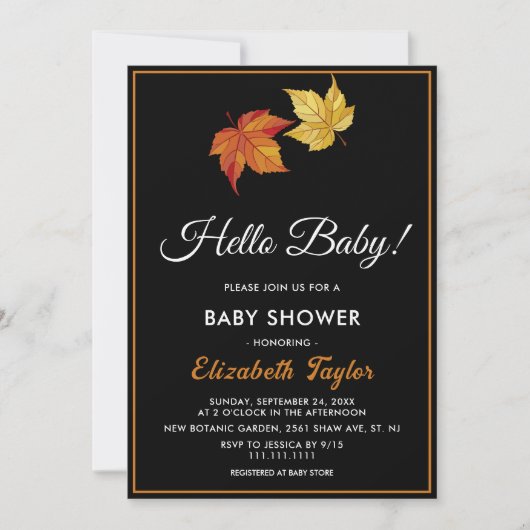 Elegante chique val laat Boho Autumn Baby shower a Kaart (Voorkant)