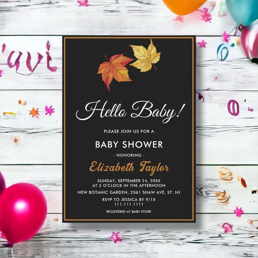 Elegante chique val laat Boho Autumn Baby shower a Kaart