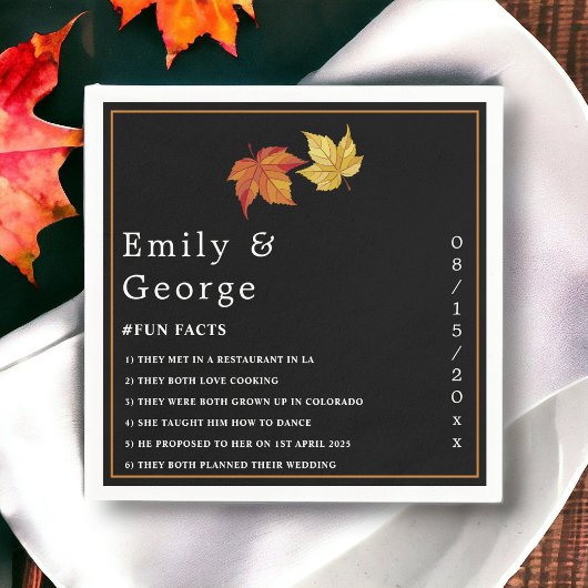 Elegante chique val laat rustieke herfst bruiloft servet